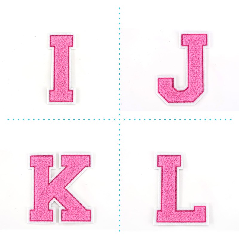 Terry Cloth Letter A-Z | Pink, White | 9.5 cm