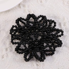 Lurrose Elastic Hair Snood Net Handmade Crochet Pearl Hair Net Ballet Bun Hair Covers Heart Dress for Women Girls (Black)