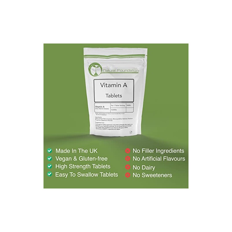 Vitamin A Tablets 10,000IU | High Strength for Skin, Eyes