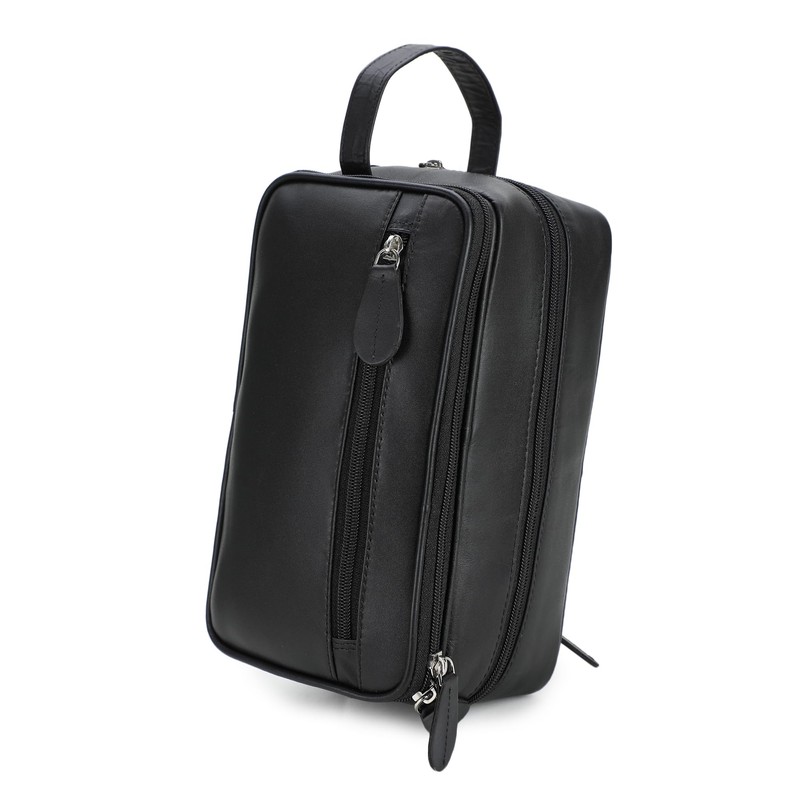 Mens Travel Toiletry Wash Bag Leather Washbag Toiletries Shaving Bag