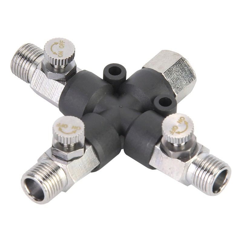 1/8 Three Way Adjustable Metal Air Hose Splitter Airbrush Fitting