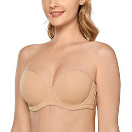 DELIMIRA Women's Underwire Contour Multiway Full Coverage Strapless Bra Plus Size Taupe Tan 42E