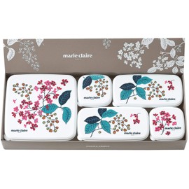 marie claire sealing containers, multicolor, square type, 1 pc/capacity 610 ml, long angular/capacity 290 ml, square 2 each/4.6 fl oz (130 ml) capacity