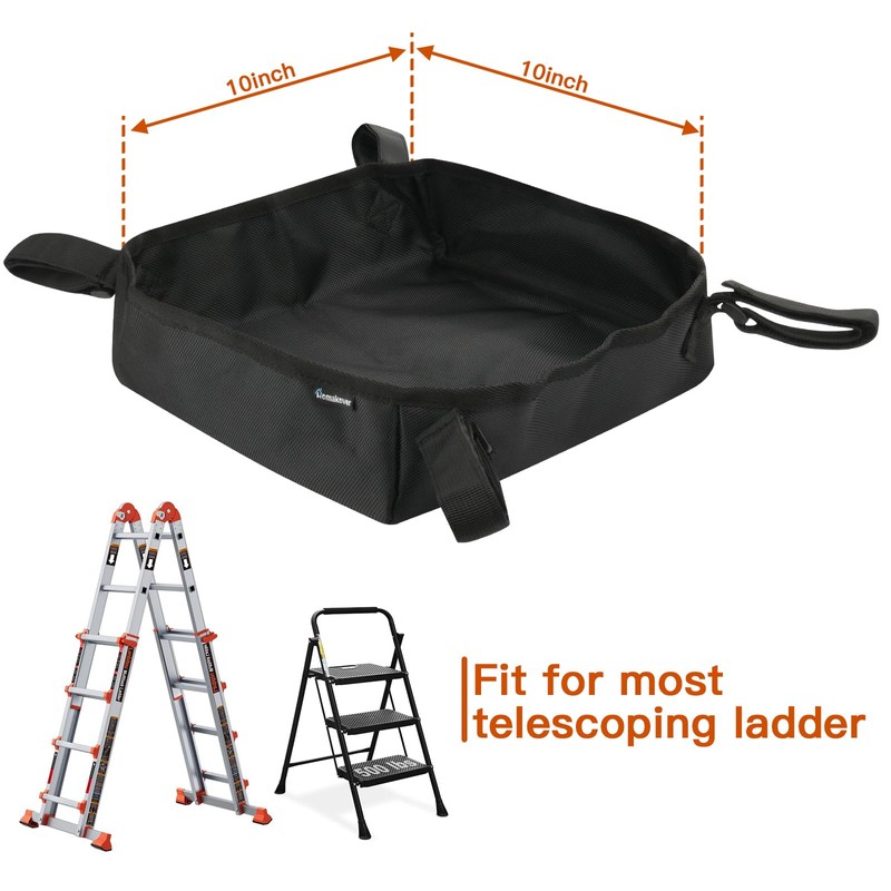 Homakover 1680D Black Ladder Organizer, Portable Tool Bag for Telescoping