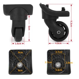Luggage Wheels Replacement Kit, Suitcase Rubber Plastic Repair Wheel Set, Spinner 360 Degree Casters for Travel, Pack of 2