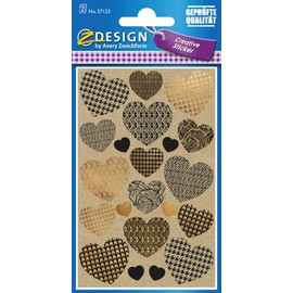 AVERY Zweckform Kraft Paper Stickers 42 Stickers Hearts (Paper Stickers, Gift Stickers, Natural, Brown, Beige) 57123 4004182571231