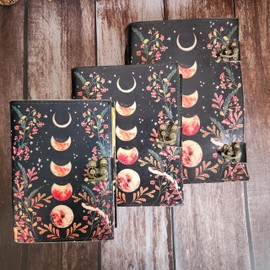 Finun-Lthr Vintage Flower Moon Eclipse Leather Dairy Notebook Sketchbook Leather Journal | 200 Deckle edge Pages (10 * 7 inch)