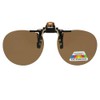 Round Polarized Flip up Clip on Sunglasses (Black/Gold Frame-Brownish Amber