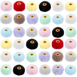 Isslly 40pcs Colorful Soft Fluffy Beads, 0.23in Faux Fur Pom Pom Beads, Fuzzy Spacer for Pens Earrings Keychains Hair Accessories Bag DIY Crafts- 10 Colors