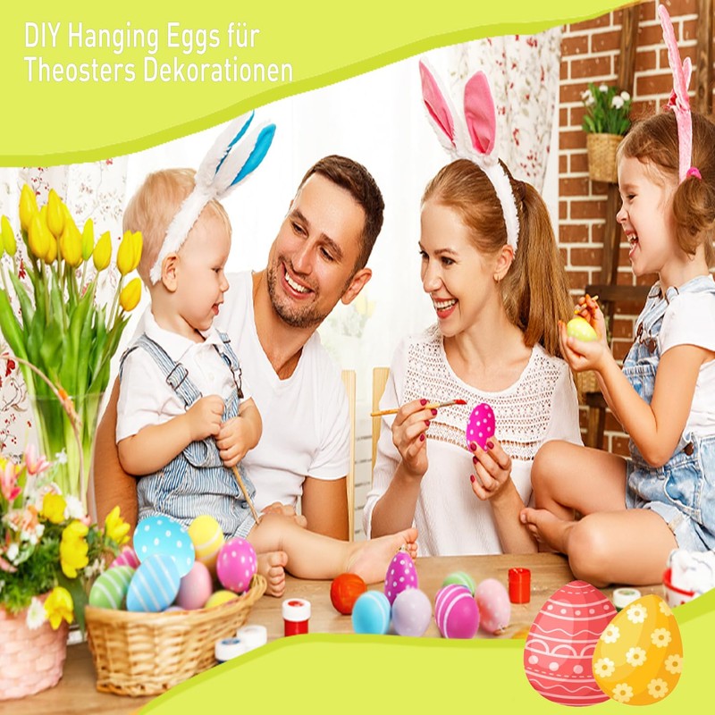 24 x Easter Eggs for Hanging, Colourful Plastic Eggs Easter,