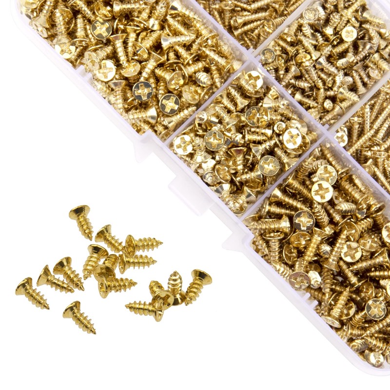 Rrina 1150Pcs M2 M3 Gold Plate Carbon Steel Small Screws