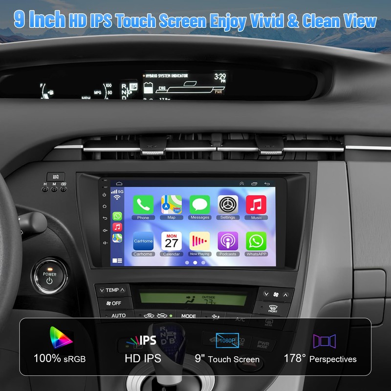 (4G RAM+64G ROM) Car Radio for Toyota Prius 2010-2015,9 Inch
