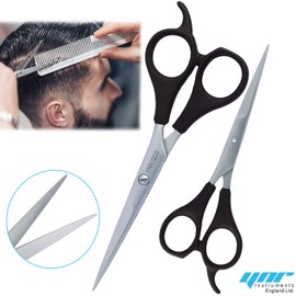 YNR England Hairdressing Barber Hair Scissor for Professional Hairdressers Barbers Stainless Steel Colourful Hair Cutting Shears Salon Barbers Home, Men,Women, Children and Adults(5.0"-5.5" Black)