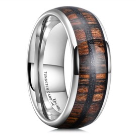 King Will Nature 8mm Mens Wedding Band with Green Wood Inlay Black Tungsten Carbide Domed Wedding Band Size, Non-precious metal, No Gemstone