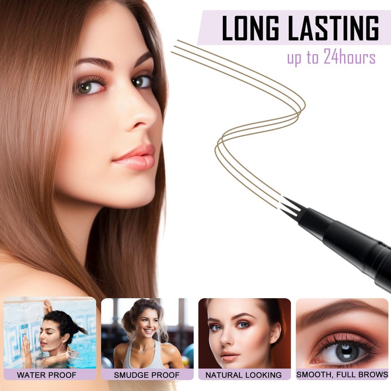 LAVONE 2-In-1 Waterproof Eyebrow Pen, with 3 Tip Microblading Eyebrow