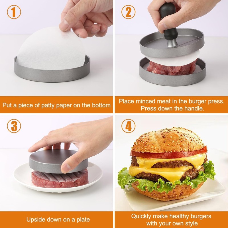 MEETOZ Burger Press Patty Maker - Kitchen Mold Hamburger Press