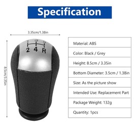 VGEBY Car Manual 5 Speed Gear Shift Knob (Color : Gray)