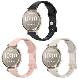 Lzwldan 3 Pack Slim Silicone Watch Bands Compatible with Garmin Lily 2,14mm Soft Thin Narrow Band Sport Replacement Wristband for Garmin Lily 2 / Lily 2 Classic for Women Men