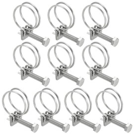 PATIKIL 24-28mm Adjustable Double Wire Hose Clamp, 10 Pcs 304 Stainless Steel Wire Hose Clips Pipe Tube Clamps for Dust Collection Rubber PVC Pool Pump Hose
