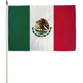 Mexican Flag on Stick 12x18 Bandera De Mexico Mexicanas Handheld Post Regalo Tapestry Independence Day Wall Home Decor Indooor Patio Lawn Porch Room Outdoor Grommets Banner Decorations Gifts