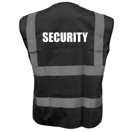 Security Printed Black Hi Vis Vest/Waistcoat, Security Officer, Security Guard Bouncer, Doorman, Events, Medium