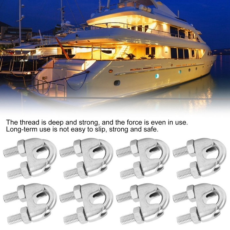 8pcs 3/8 Inch M10 Stainless Steel Wire Rope Cable Clip