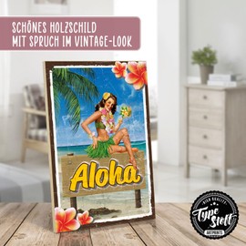 TypeStoff Wooden Sign with Saying - Aloha - Vintage Look with Quote as Gift and Decoration on Hawaii, Island and Holiday Theme - HS-00789