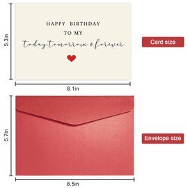 Romantic Birthday Card for Husband Wife, Sweet Birthday Card for Partner Lovers, Poem Birthday Card for Boyfriend Girlfriend, Happy Birthday To My Today, Tomorrow & Forever