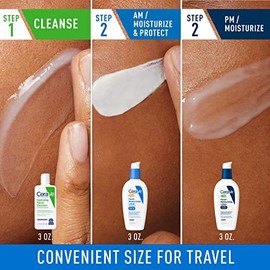 CeraVe Rutina de Cuidado Facial AM Hidratante con SPF, PM Hidratante Facial y Limpiador Facial Hidratante para Mañana y Noche | Artículos de Aseo de T
