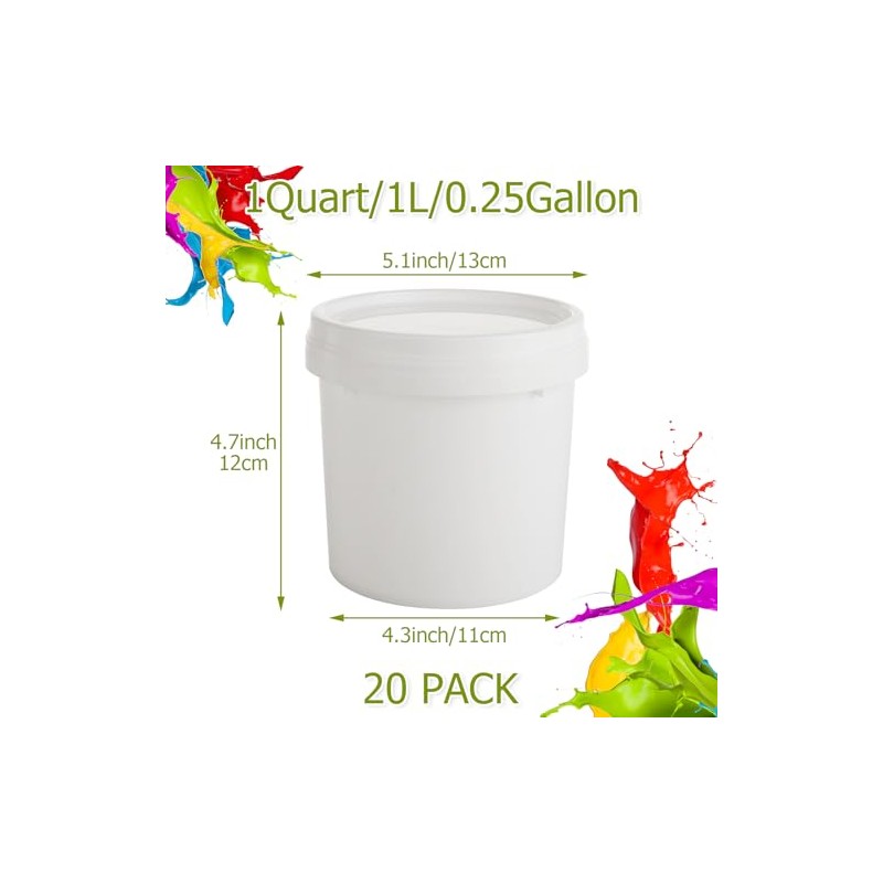 AKOLAFE 20 Pack Paint Buckets for Painting Empty Paint Cans