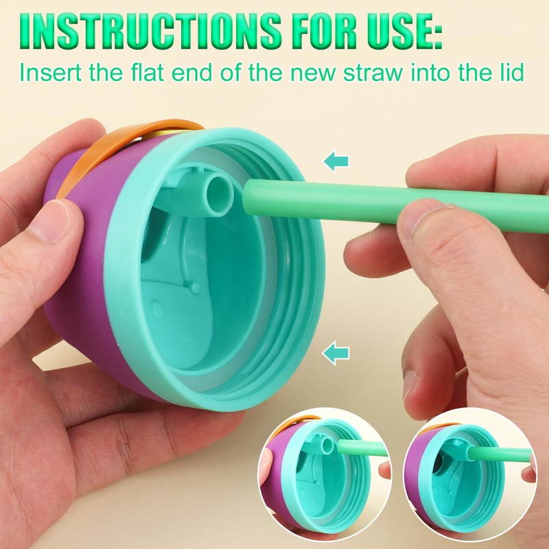 6pcs Replacement Straws for Owala FreeSip 40oz, Reusable Plastic Straws