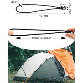 AOBYMIN Small Bungee Cords with Hooks 10 Inch, 100 Pcs Short Rubber Mini Hook Bungee Cord Heavy Duty Outdoor (Black)