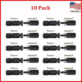 Solar 10 Pairs NEW Male + Female Fits MC4 Connector Wire - Solar Panel 30A Waterproof