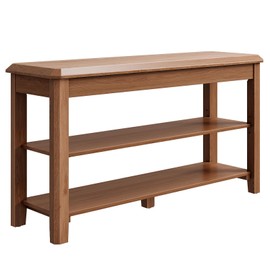 IUNVR Shoe Rack Bench Seat Rubberwood 2-Tier Wooden Storage Shoe Rack Bench 550lbs Compact Mid-Century Modern Simple Design for Entryway, Hallway, Closet, Front Door Entrance, Foyer