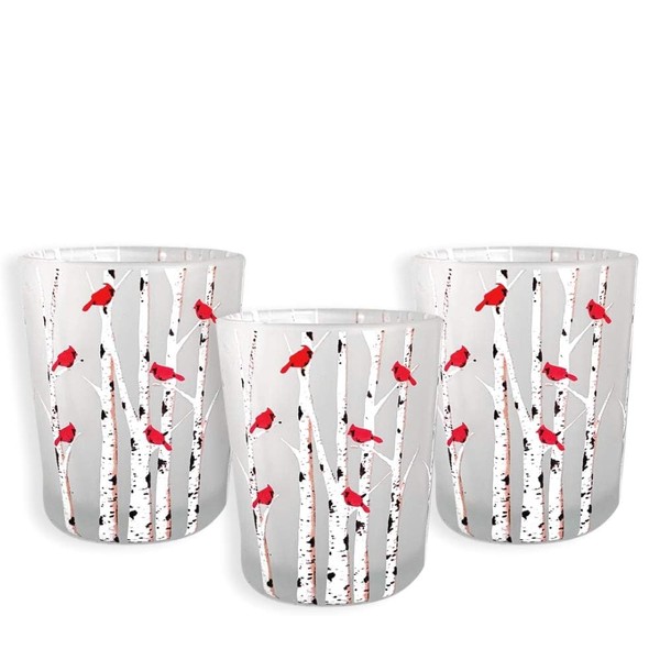Cardinal Candle Votive Holders - Set of 3 - Frosted
