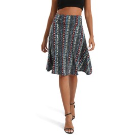 Urban CoCo Women's Ruched High Waist Knee Length Jersey A-Line Stretchy Flared Casual Skirt, #16, Small