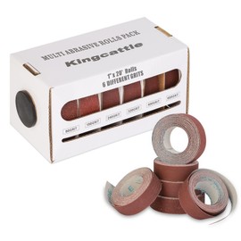kingcattle|Emery Cloth Roll Set|Abrasive Sandpaper Rolls 80 to 600 Grits Aluminum Oxide Sand Paper|6 Grits 1'' x 19.7' Sand Paper Roll with Dispenser|Perfect for Sanding On Paint, Wood and Metal