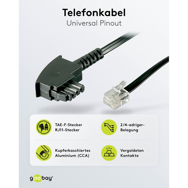 Wentronic TAE Connection Cable TAE-F Male to Western Male 15