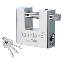 PATIKIL D-Shaped Padlocks 50mm(2"), Stainless Steel High Security Padlock with Keys Heavy Lock Keyed Different for Containers Warehouse Garage Door Shed Shutter Gate