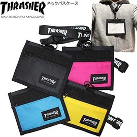 Thrasher Neck Pass Case, Thrasher Neck Piece, Name Holder, ID Card Case, ID Card Holder, Pass Case, Card Holder, Coin Purse, Point Digestion, Buying Around, black/blue