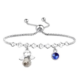 BNQL Guardian Angel Bracelet 12 Months Birthstone Bracelet Guardian Angel Gifts Angel Jewelry Bracelet Gift Angel Memorial Gifts, Large, Stainless Steel, no gemstone