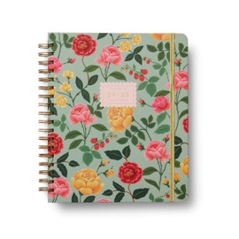 RIFLE PAPER CO. 2025 17-Month Academic Hardcover Spiral Planner | Weekly and Monthly Pages, Inspirational Quotes, Sticker Sheets, Illustrated Pocket Folder (10" x 8.5"), Roses