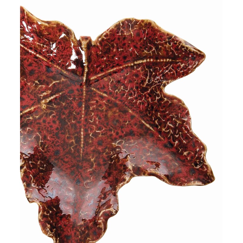 GALLERIE II Red Leaf Decorative Small Stoneware Plate Dish 5.7"