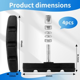 V Brake Pads Brake Pads Bicycle - 2 Pairs Bicycle Brake Pads Brake Shoes V-Brake 70 mm for Bicycle Brake Pads Front Rear Brake Shoes with Wrench for Mountain Bike Easy Assembly
