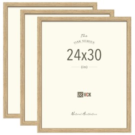 VCK 24x30 Poster Frame Set of 3 - Oak, Natural Solid Wood Picture Frames, Wall Hanging