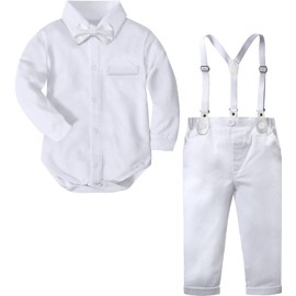 A&J DESIGN Baptism Outfits for Boys Newborn Infant Baby Christening Blessing Gentleman Formal Dress Suits 3-6 Months White