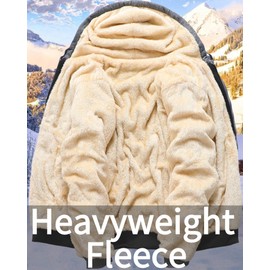 HVERDE Men's Winter Heavyweight Jacket Thermal Fleece Jackets Full Zip Sherpa Lined Warm Thick Coats Khaki DarkGrey Black(795) M
