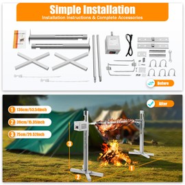 Electric Rotisserie Grill Kit 89lbs Pig Spit Rotisserie Grill Stainless Steel Tripod Rotisserie Stand 25w 2.5r/Min Rotatable Motor BBQ Rotisserie Kit Height Adjustable Spit Roaster Stand