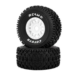RCAWD 1/8 Mojave 4S Pre-Glued Wheel Tire Set, 17mm Hex Adapter 3" Wheel Rims, Balance Grip & Durability Nylon Rubber for ARRMA Upgrades Parts All Terrain Adaptation White 2pcs