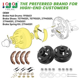 10L0L Golf Cart EZGO Brake Maintenance Kit for 1997-Up Electric EZGO TXT PDS,Incl. Brake Hub Drums & Pads/Shoes & Spring Kit, OEM# 19186G1, 70794G01, 70795G01, 27943G01 (NOT FIT Gas Models)